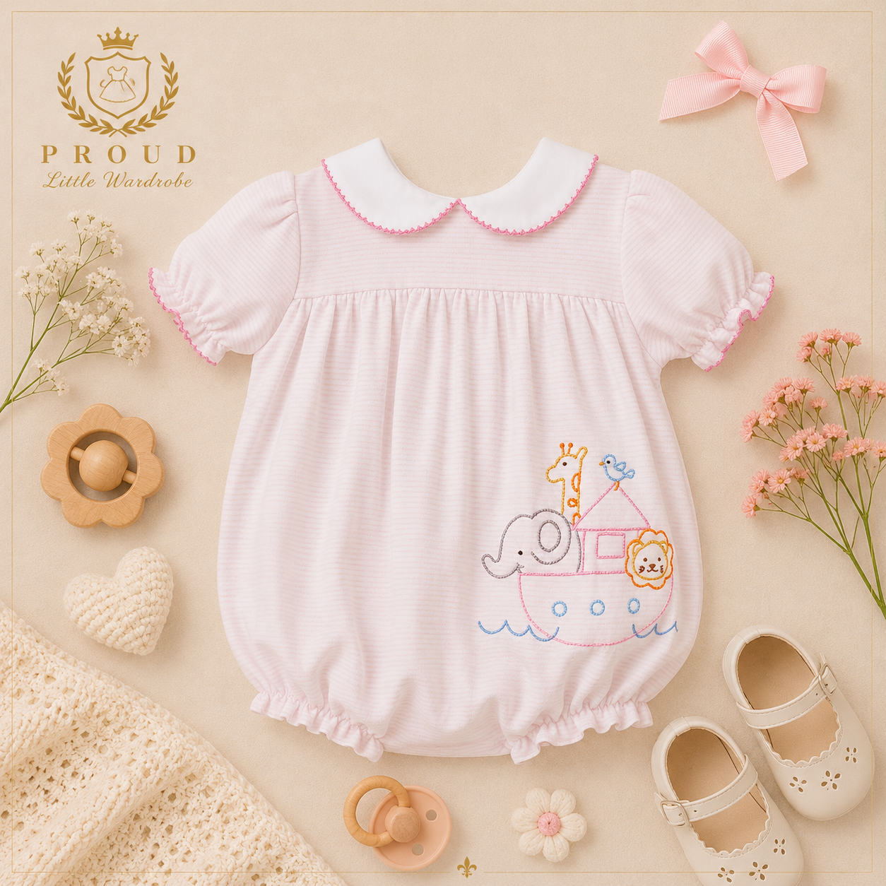 Pink Noah’s Ark Bubble Romper