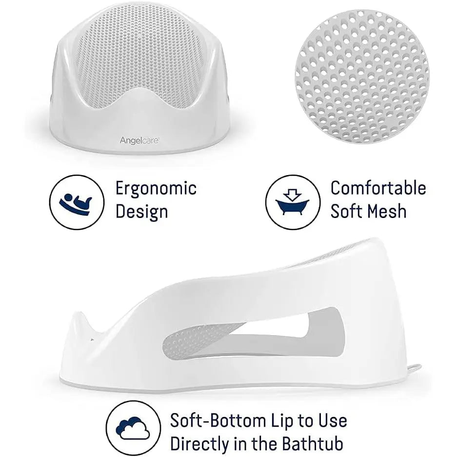 Angelcare Baby Bath Support Grey Soft Non-Slip Safe for Newborns 0-6m