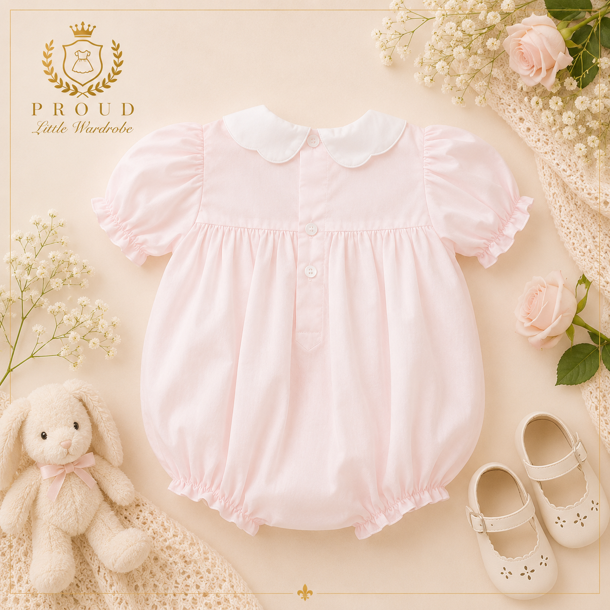 Pink Smocked Bubble Romper