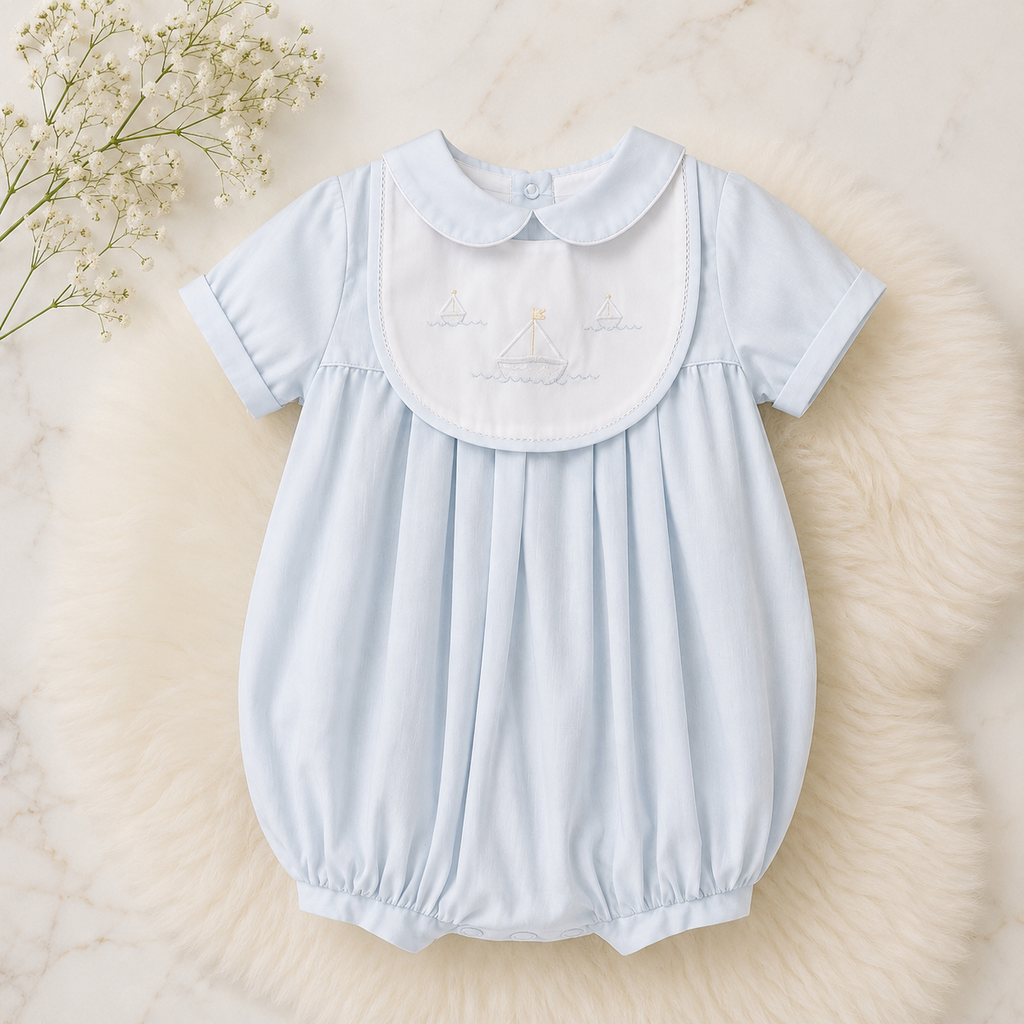 Sail Away Embroidered Romper