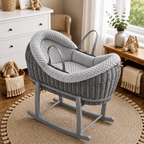 Wicker Deluxe Pod Baby Moses Basket With Stand