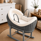 Wicker Deluxe Pod Baby Moses Basket With Stand